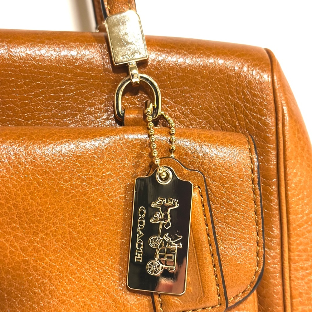 Coach Madison Madeline Large Brown Leather Bag Satchel Front Turn Lock Pocket - Picture 3 of 16